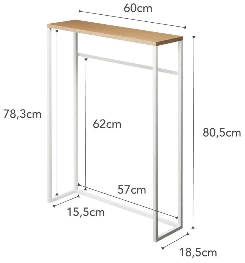 Bielo-svetlohnedý konzolový stolík 18.5x60 cm Tower – YAMAZAKI