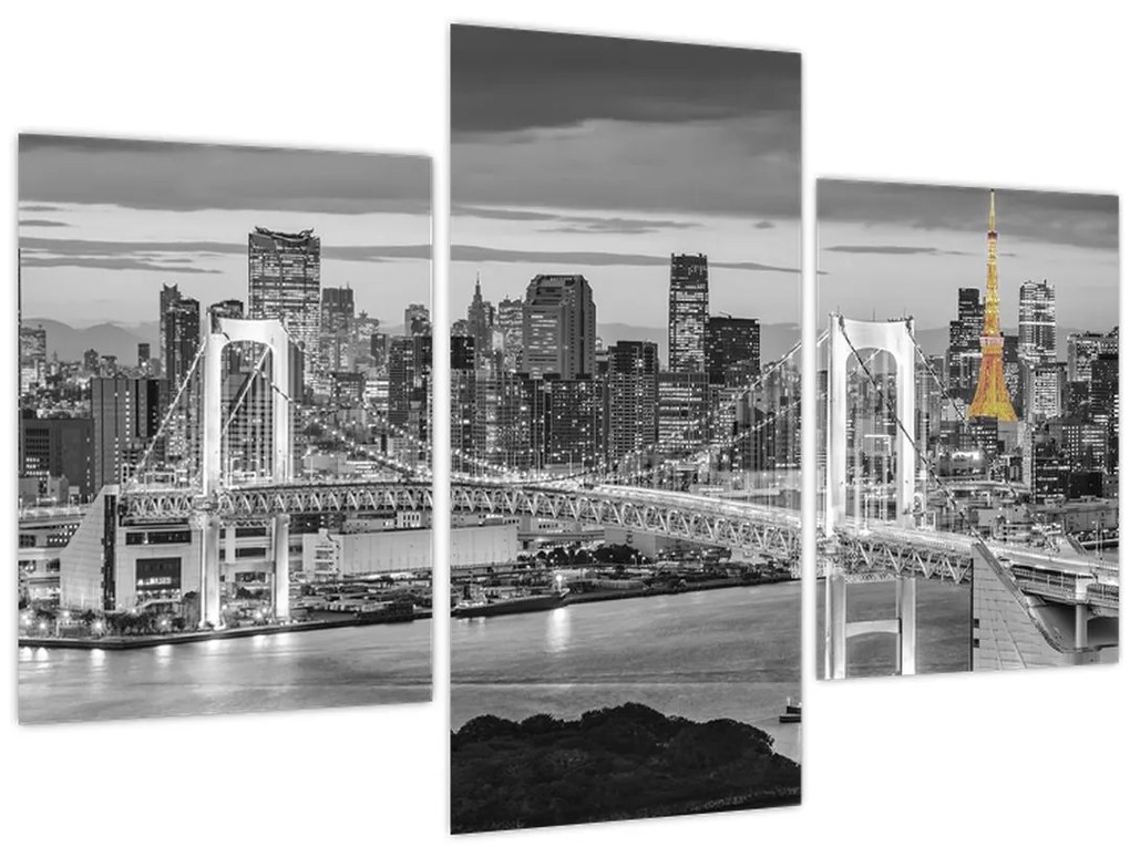 Obraz - Veľkomesto so žltou vežou (90x60 cm)