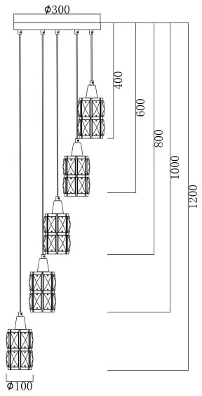Globo 15760-5 - Luster na lanku WOLLI 5xE14/40W/230V