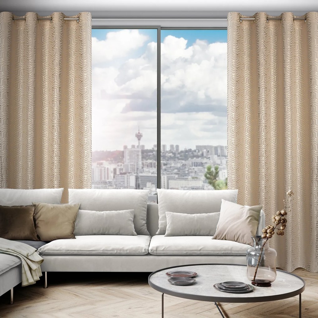 ZÁVES NA KRÚŽKOCH SEMI 140X250 CM VZOROVANÁ