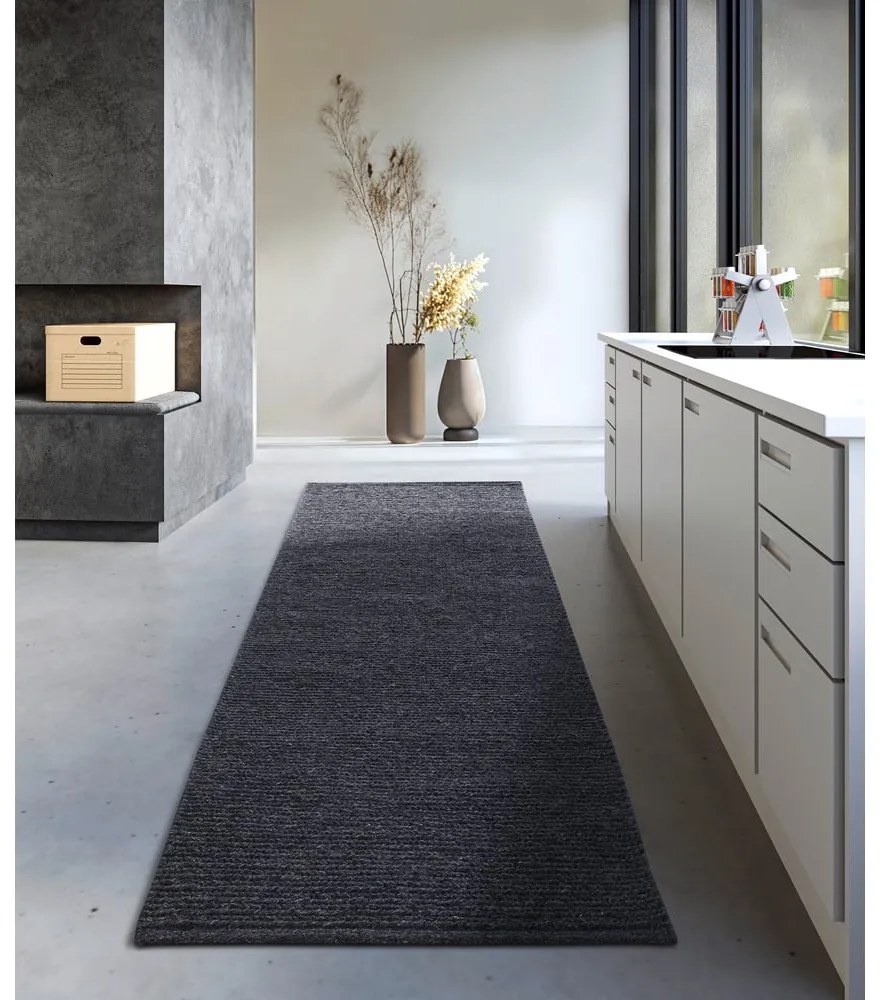 Tmavosivý ručne tkaný vlnený behúň 80x200 cm Francois – Villeroy&amp;Boch