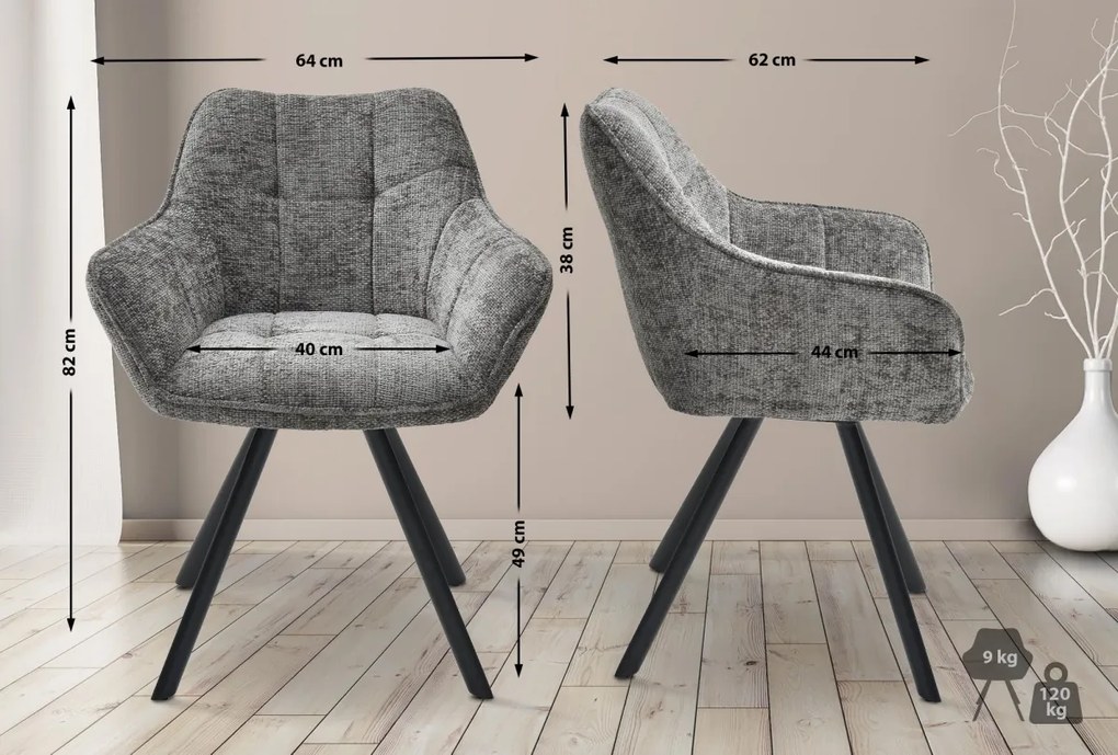 Jedálenská stolička Scott - látka - Tmavo sivá