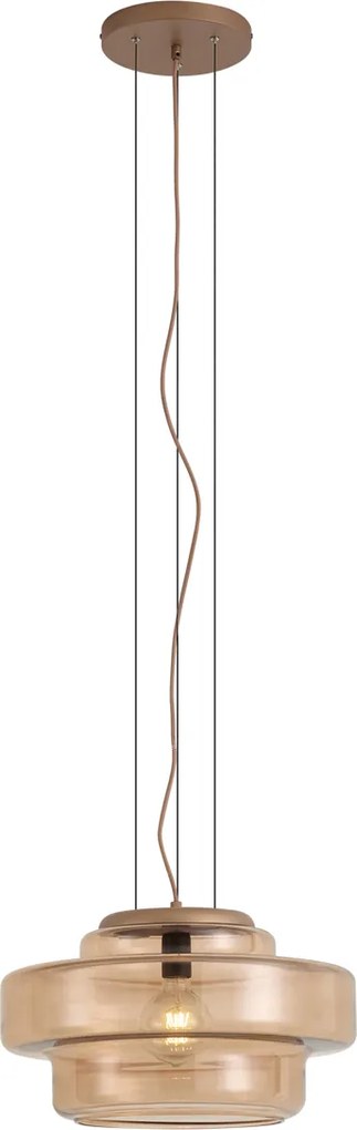 Retro závesná lampa tmavý bronz s jantárovým sklom - Barb