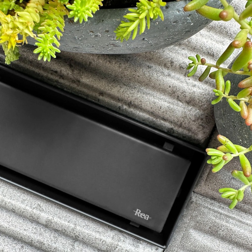 Rea Neox Pro Black, odtokový sprchový žľab 90 cm, čierna matná, REA-G7804
