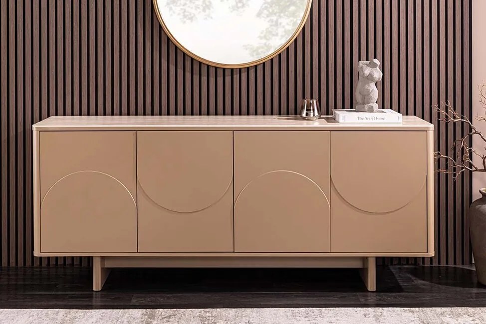 Dizajnová komoda LUNA 180 cm s keramickou doskou – Kašmír & Travertín