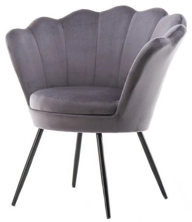 LuxuryForm DESIGN Kreslo FREY VELUR s čiernymi nohami - tmavo šedé