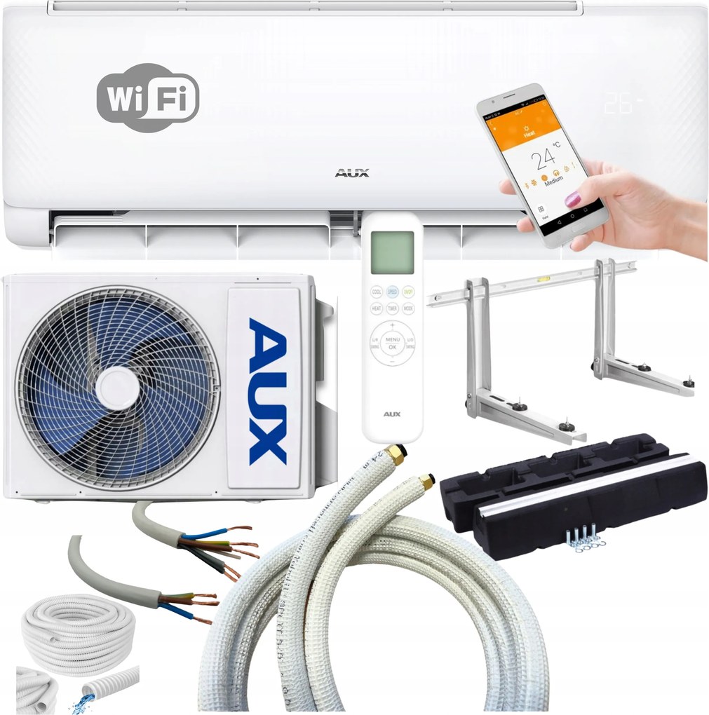 Klimatizácia na stenu Aux Q-Smart Eco 3,5 kW Wifi Do Domu Montážny Komplet