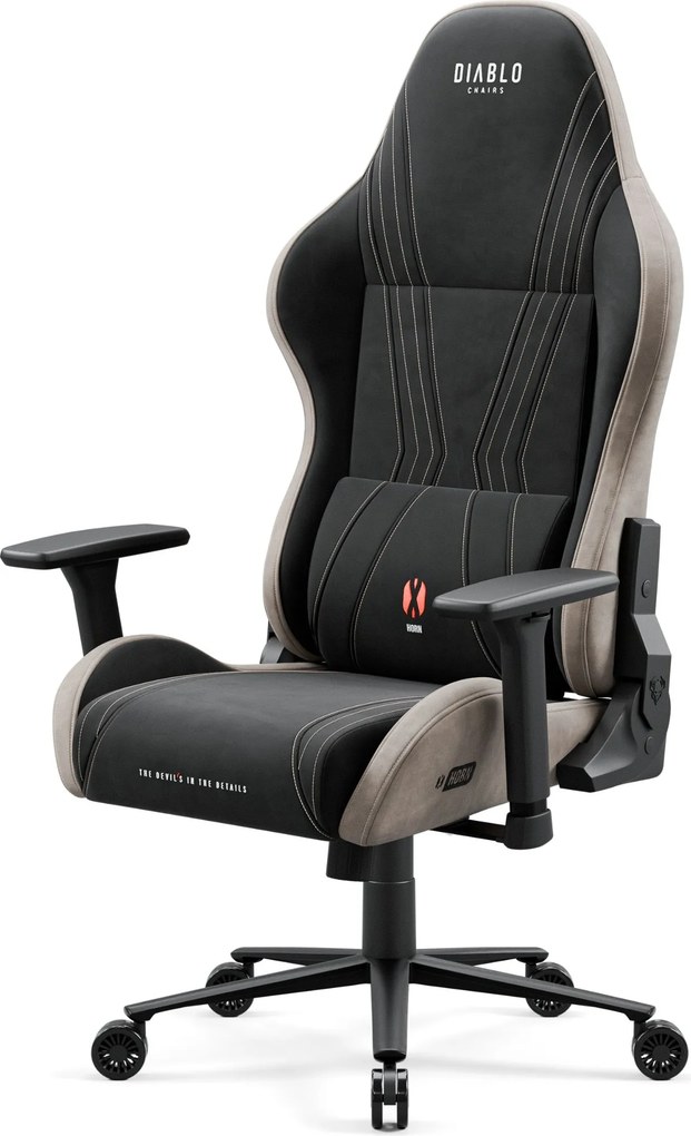 Herné kreslo z textílie Normal Size, čierno-béžové: Diablo X-Horn 2.0 Camel Black