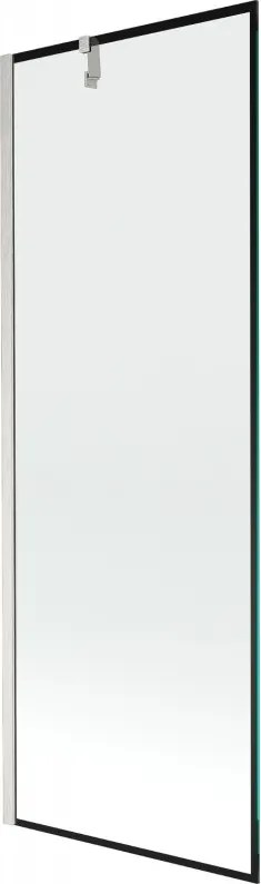 Mexen Next, 1-krídlová vaňová zástena 70 x 150 cm, 6mm číre sklo - čierny vzor, oceľová, 895-070-000-00-70-97