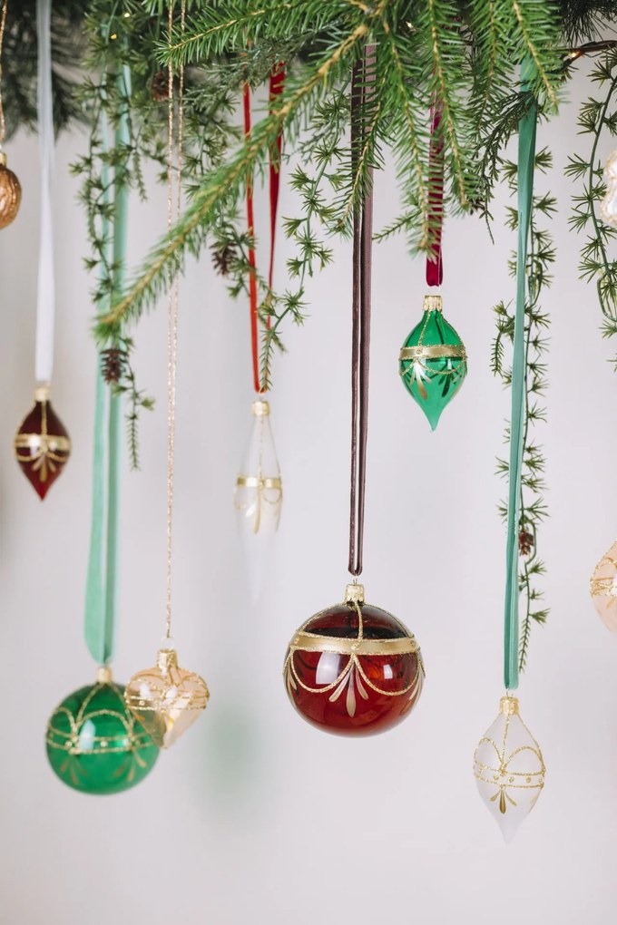 Bella Rose Sklenená vianočná ozdoba Oliva Zelená Lesk