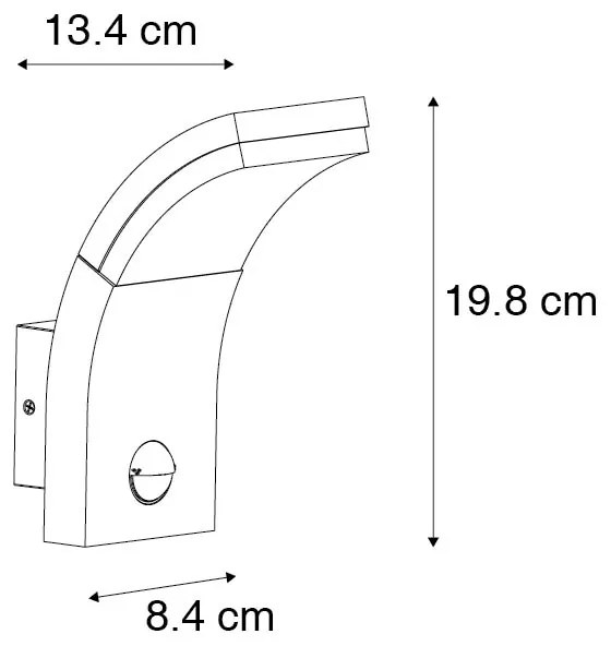 Vonkajšie nástenné svietidlo antracit vrátane LED IP54 s pohybovým senzorom - Litt