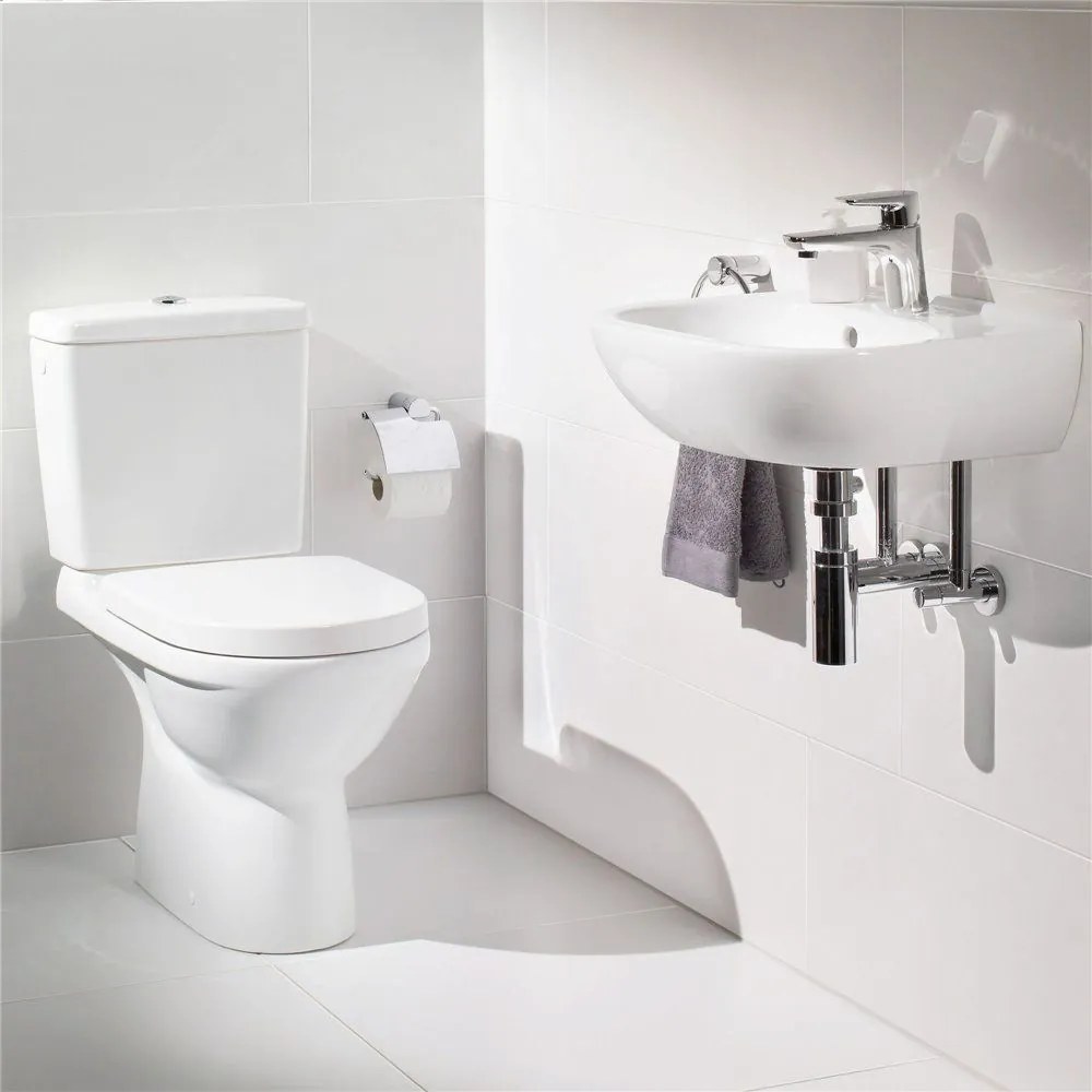 VILLEROY &amp; BOCH O.novo WC misa kombi s hlbokým splachovaním bez vnútorného okraja, zadný odpad, 370 x 670 mm, biela alpská, 5661R001