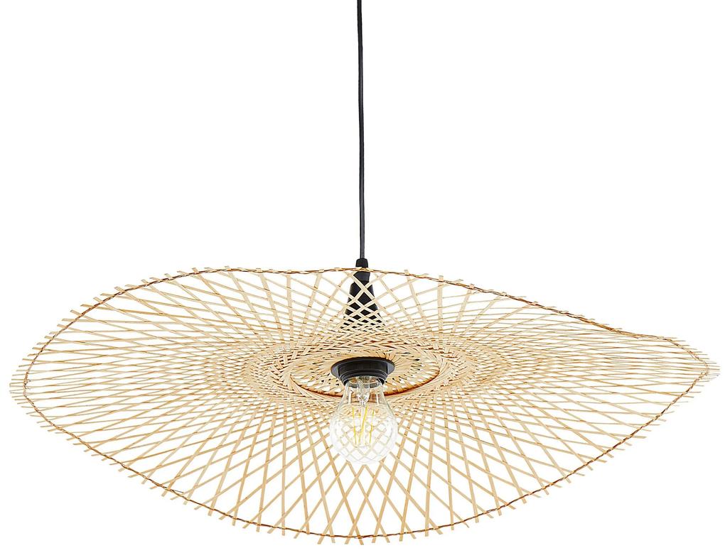 Bambusová závesná lampa 60 cm svetlé drevo FLOYD Beliani