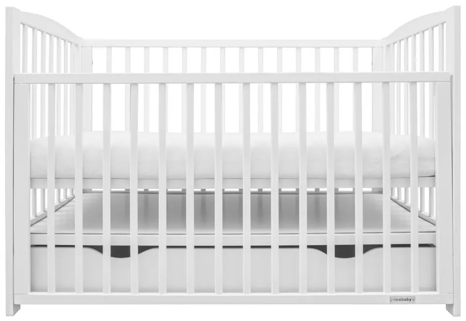 New Baby Detská postieľka Lilly so sťahovacou bočnicou a zásuvkou, biela