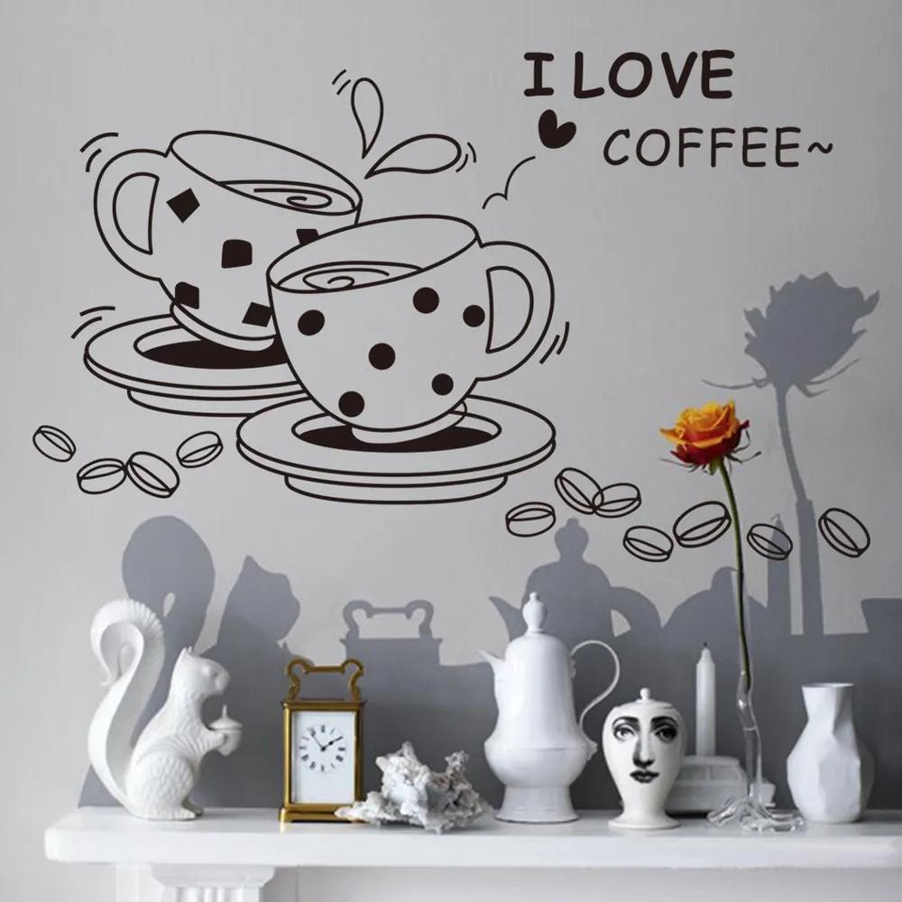 Samolepka na stenu "Kávové šálky 1" 73x46 cm