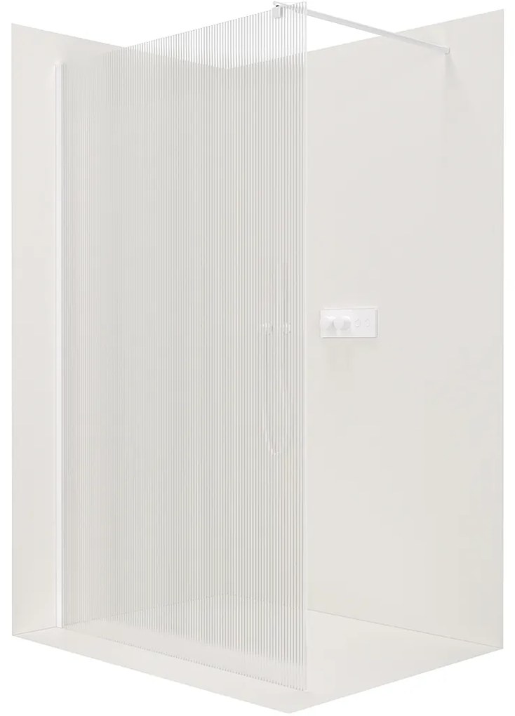 CERANO - Sprchová zástena Walk-in Onyx Ľ/P - guľatá vzpera - biela matná, ryhované sklo - 110x200 cm, CER-CER-8050BD293
