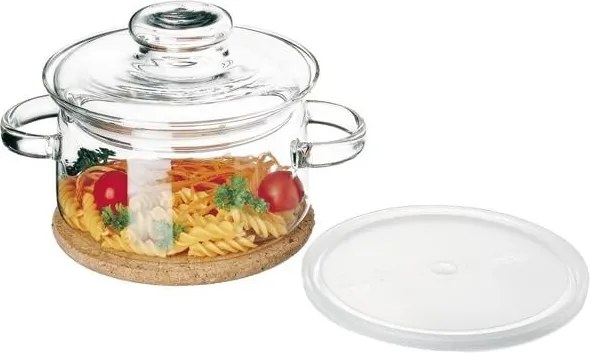 SIMAX SKLENENÝ HRNIEC S TANIEROM A POKRIEVKOU 1 L