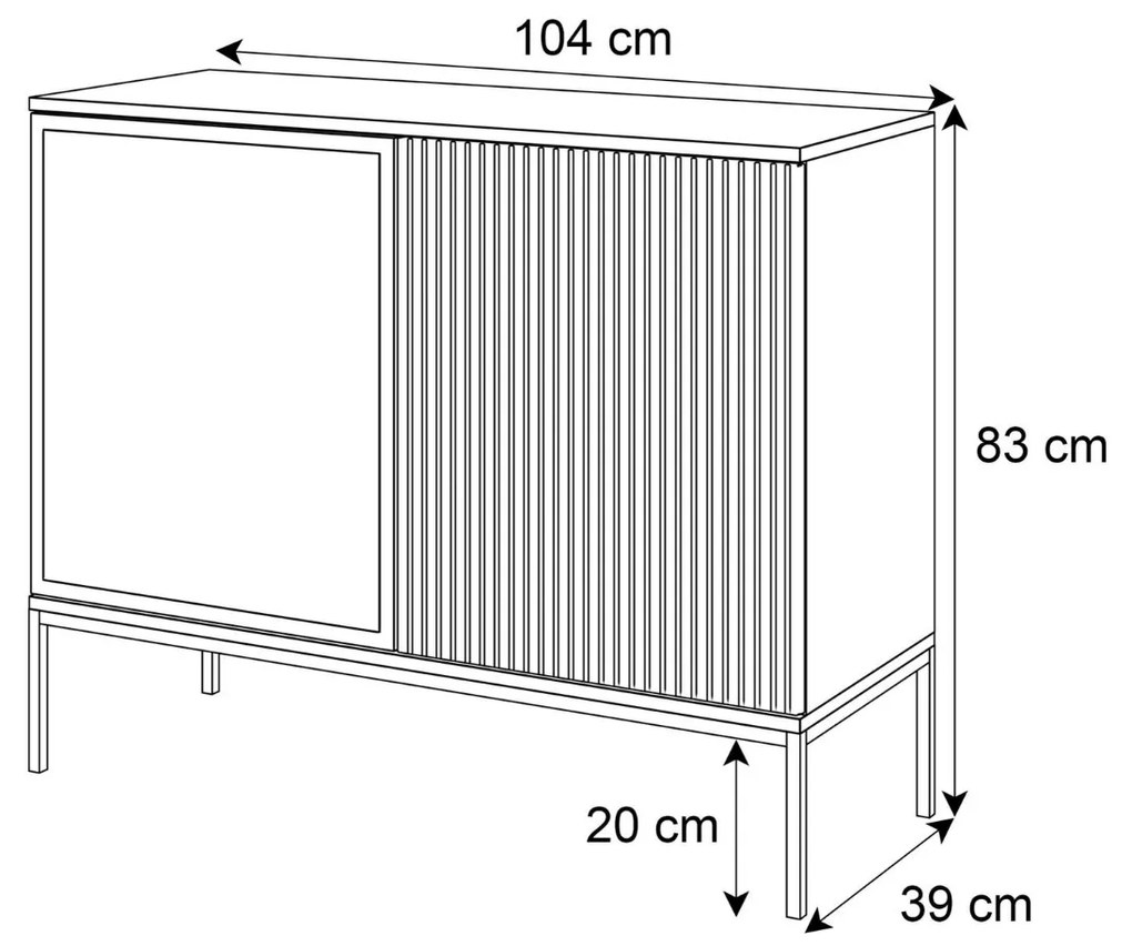 KOMODA ALESSIO 104 cm DUB WOTAN / ČIERNA LED