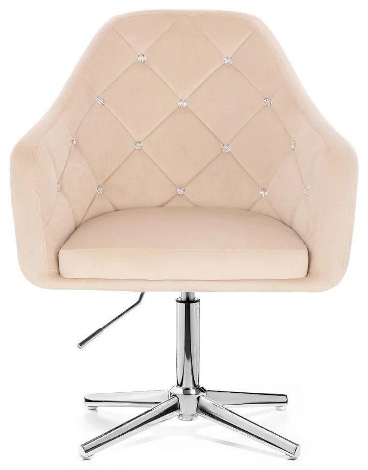 LuxuryForm DESIGN Kreslo ROMA VELUR na striebornom kríži - krémové