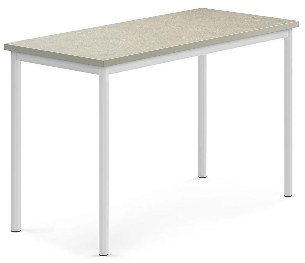 Stôl SONITUS, 1200x600x760 mm, linoleum - svetlošedá, biela