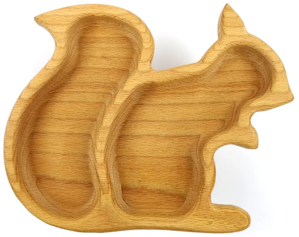 AMADEA Drevená miska v tvare veveričky, masívne drevo, veľkosť 21,5x17 cm