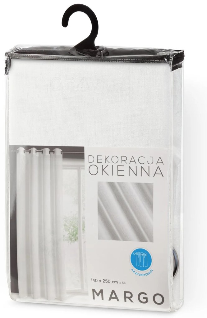 ZÁCLONA NA KRÚŽKOCH MARGO 140X250 CM BIELA