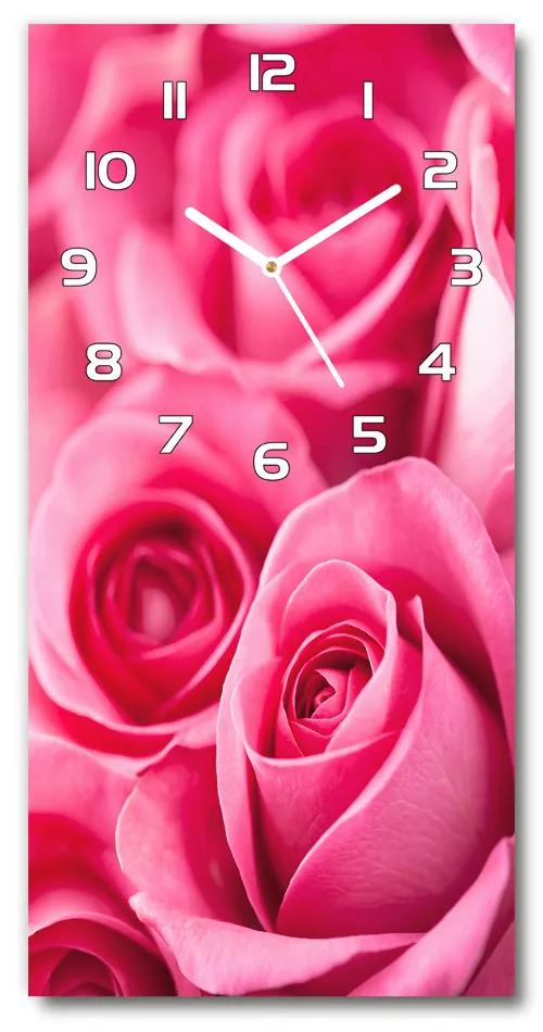 Moderné hodiny nástenné Ružové ruže pl_zsp_30x60_f_62775454