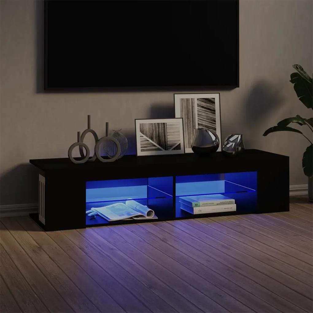 TV skrinka s LED svetlami čierna 135x39x30 cm