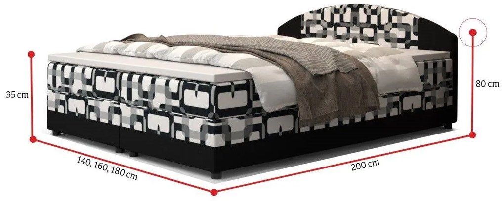 Čalouněná postel boxspring ORAN - damir 3/rainbow 83 / 180x200