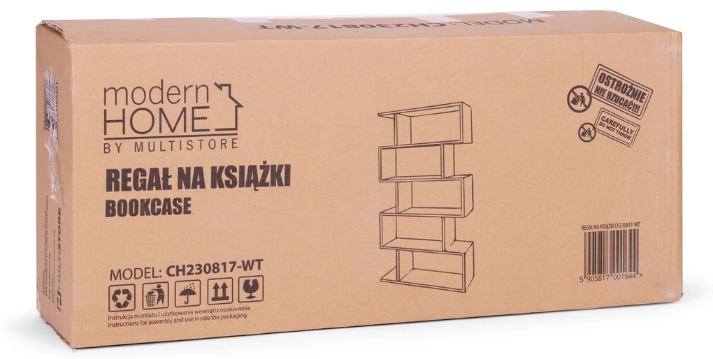 ModernHome Veľký regál s 5 policami - biely