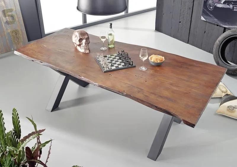 Bighome - DARKNESS Jedálenský stôl 180x100 cm - čierne nohy, hnedá, akácia
