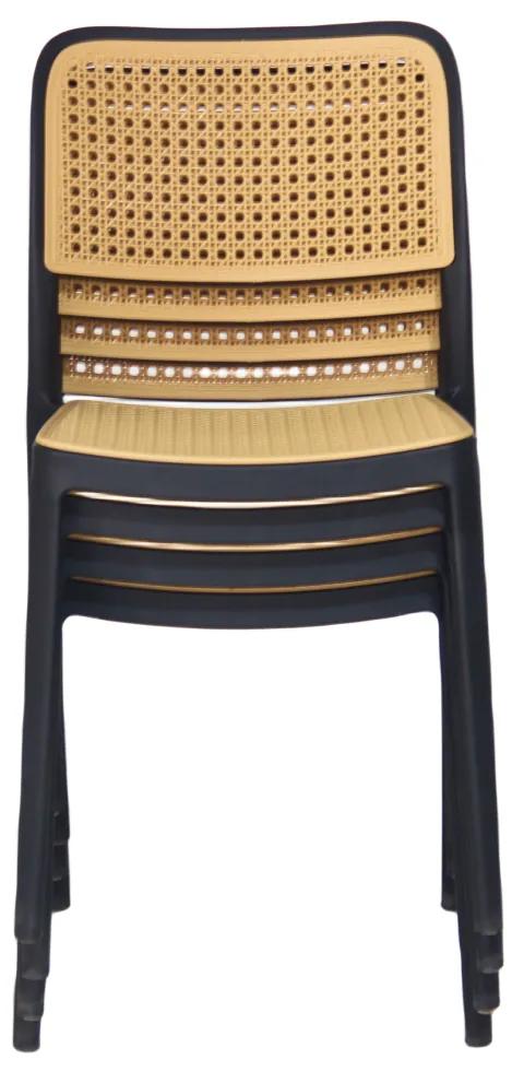 Kondela Stohovateľná stolička, čierna/béžová, RAVID TYP 1