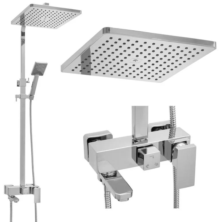 Sprchová súprava KABE s výtokom do vane - chrómová - hlavica 30x30 cm