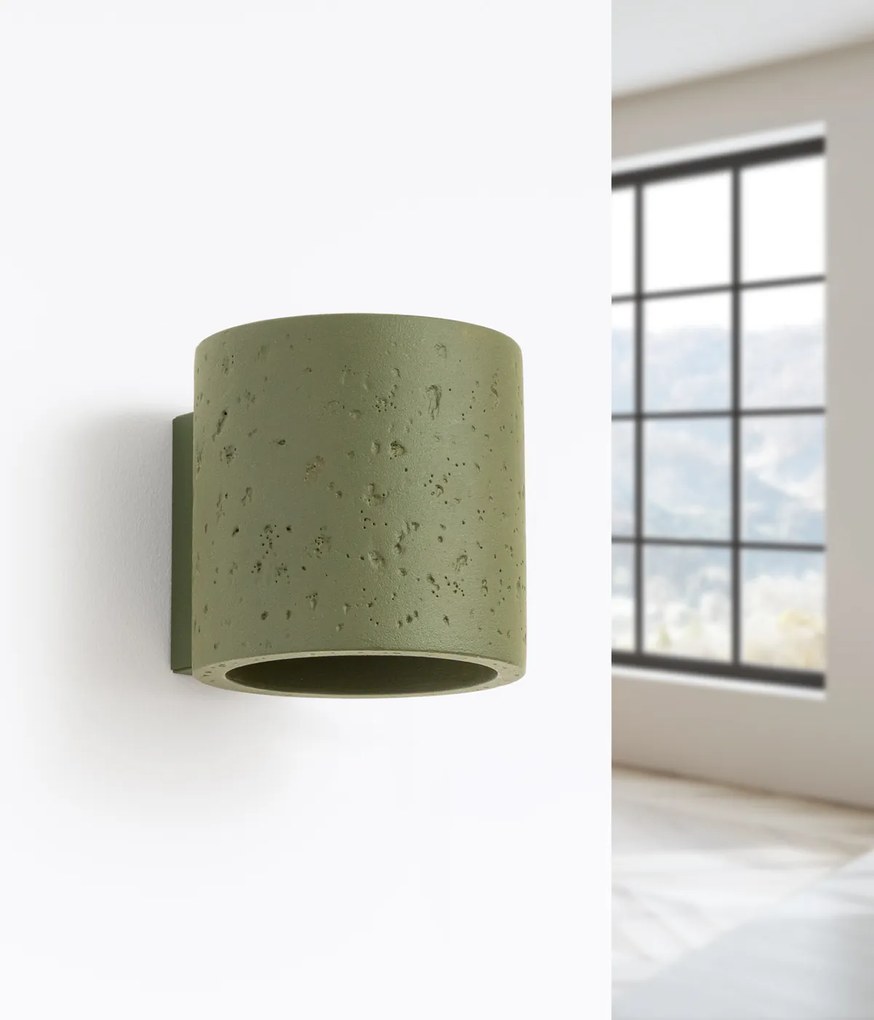 Nástenné svietidlo Orbis, 1x olivovo zelené betónové tienidlo