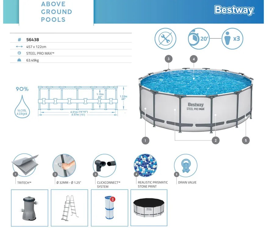 Bestway FRAME bazén 457x122cm 11v1 56438