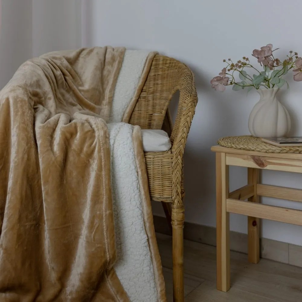 Polášek Mikroflanelová deka s barančekom - Medová | 150 x 200 cm