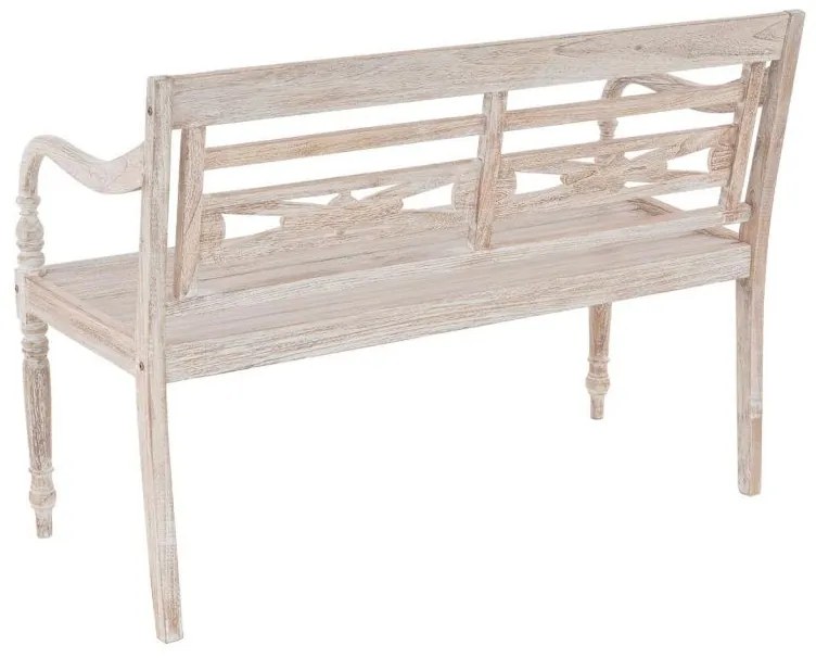 Divero 71854 Dvojmiestna lavica - 119 cm, teak, biela shabby