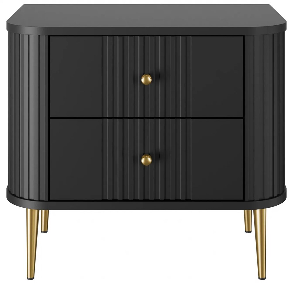 Nočné stolíky Vespera 56 cm - 2 ks - čierna / zlatá