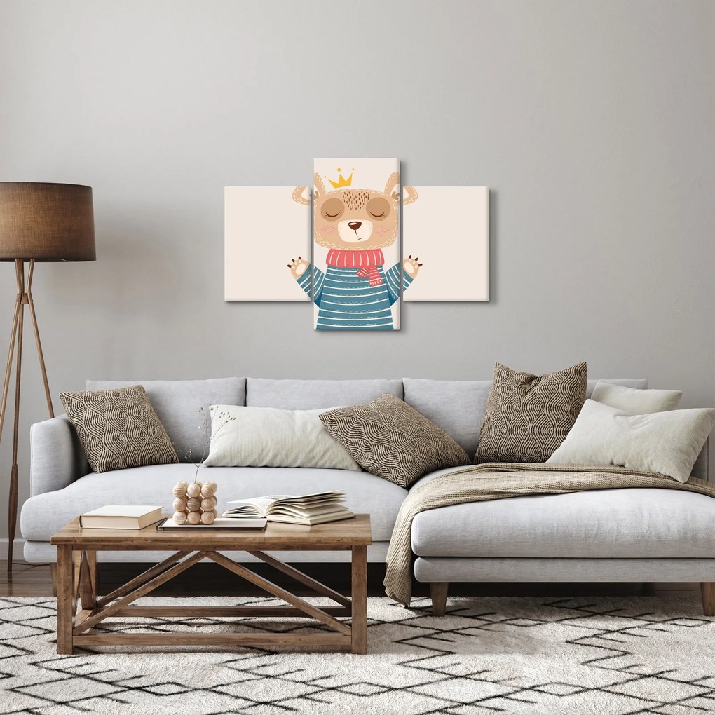 Obraz - Béžový medvedík s korunkou (90x60 cm)