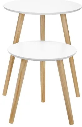 Súprava 2 ks odkladacích stolíkov SERA, biela/hnedá