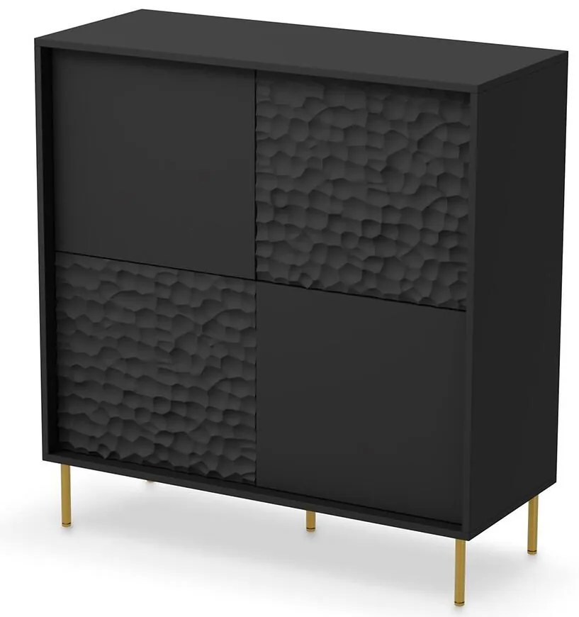 Komoda Bullet KM-2 dub čierna/zlatá