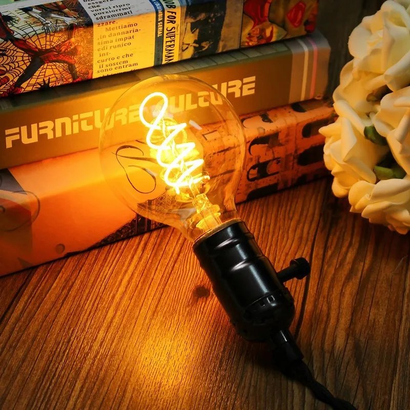 Diolamp LED Spiral Filament žiarovka Globe G95 Amber 4W/230V/E27/1800K/270Lm/360°/Dim