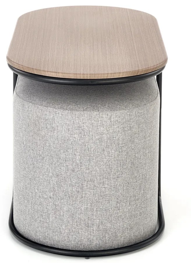 Konferenčný stolík s taburetkami Pampa - orech / čierna / sivá