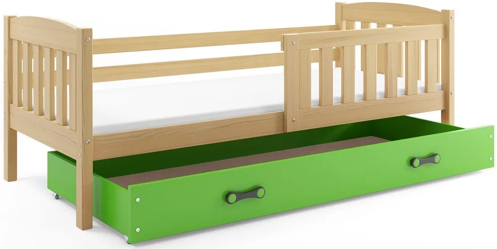 Posteľ KUBO 1 200x90 Borovica - Zelená