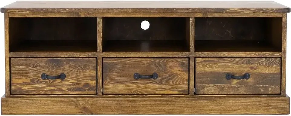Rustikálna skrinka pod televízor s 3 zásuvkami, 152x45x56 cm