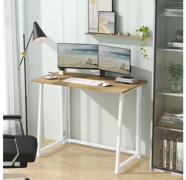 Počítačový stôl MAX - dub sonoma / biele nohy