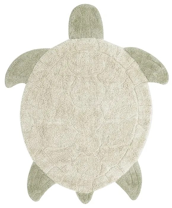 Béžový prateľný ručne tkaný bavlnený detský koberec 110x130 cm Sea Turtle – Lorena Canals