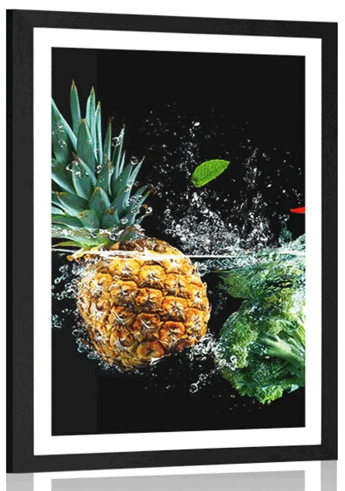 Plagát s paspartou organické ovocie a zelenina - 60x90 white