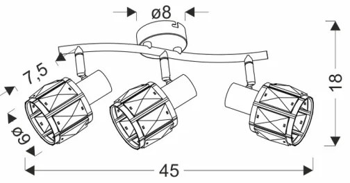 Bodové svietidlo DUBAI 3xE14/40W/230V čierna/zlatá