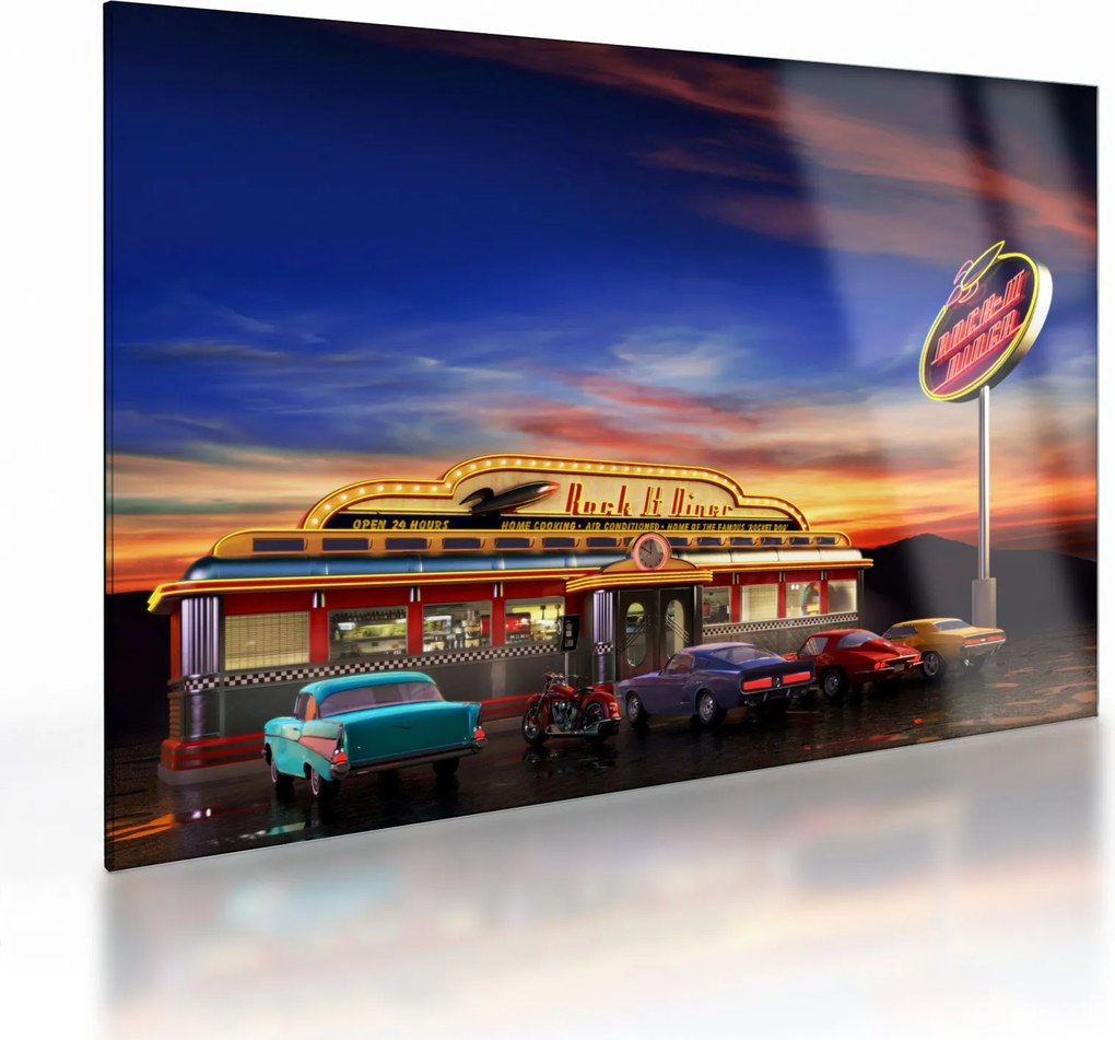Sklenený obraz - Večerný bar (70x50 cm)